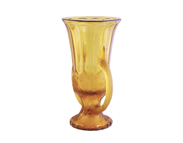 Art Deco Jobling Amber Glass Vase, Dandelion Pattern ...