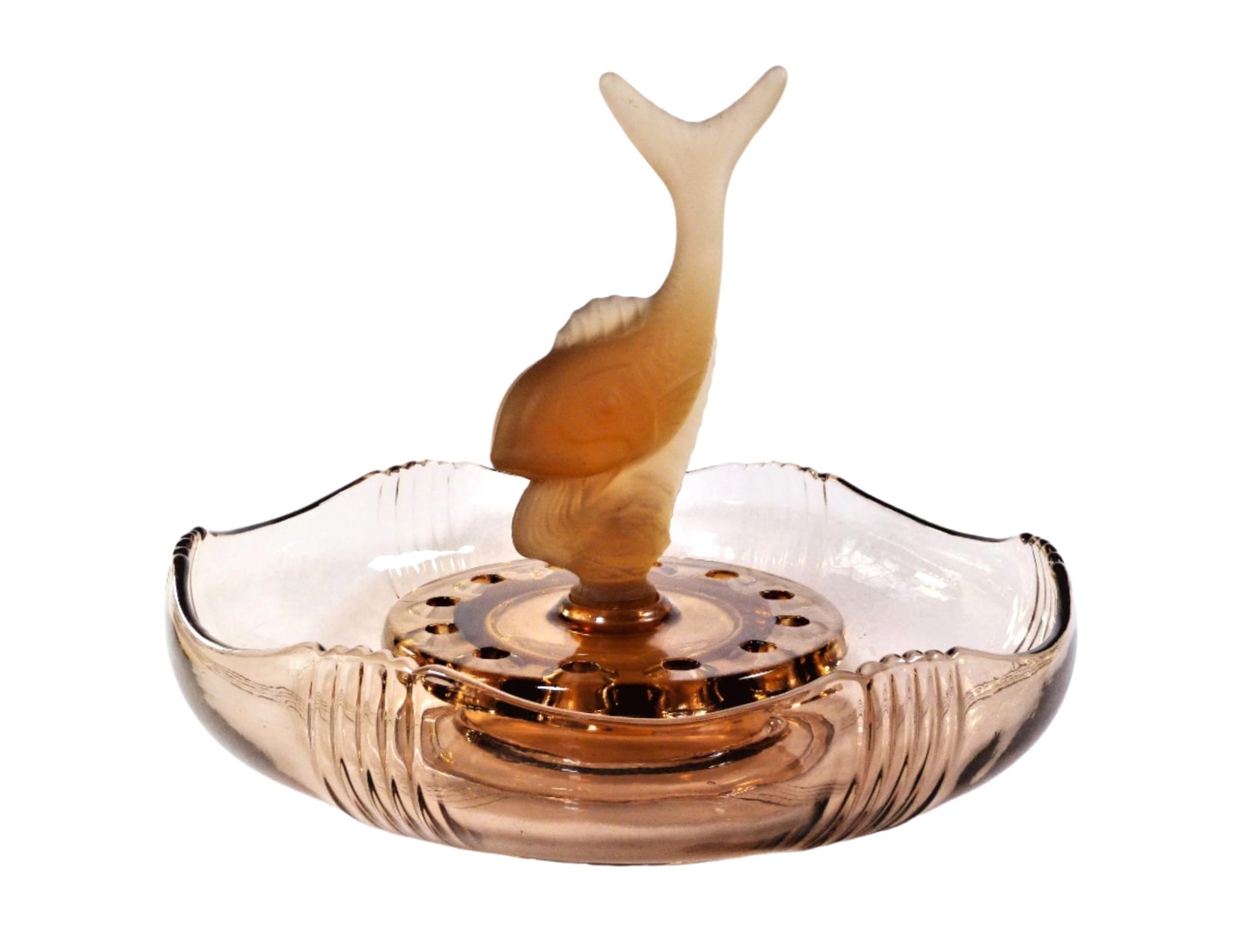 Art Deco Float Bowl, Josef Inwald Pink Glass Fish Float Bowl