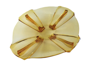 Stolzle Art Deco Amber Glass Serving Platter/Shallow Bowl, Pretty Colour