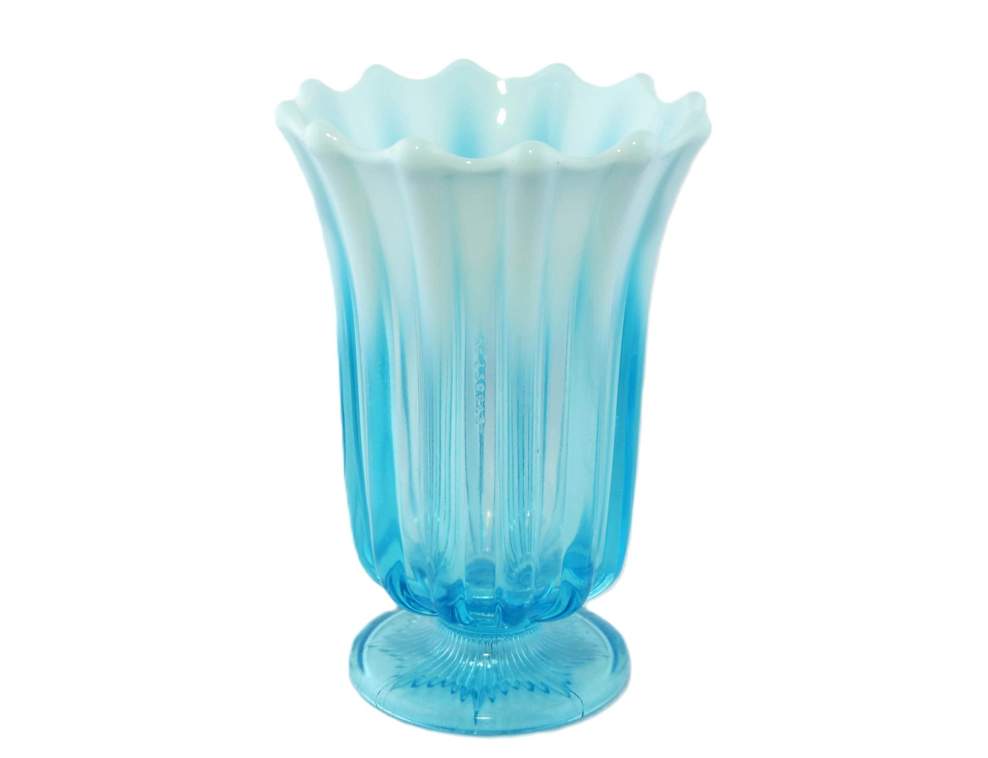 Victorian Davidson Blue Pearline Glass Vase, "Brideshead", 1900's