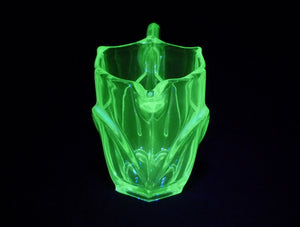 Uranium Glass Creamer, Vintage Small Jug, Glows Beautifully