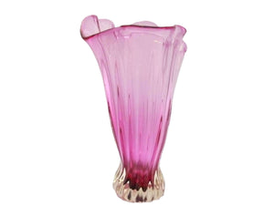 Impressive Pink Iwatsu Glass Vase/Centrepiece, Hineri Range, Japanese Art Glass