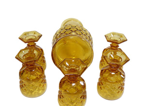 Amber Glass Water/Cordial Set, Mid-Century