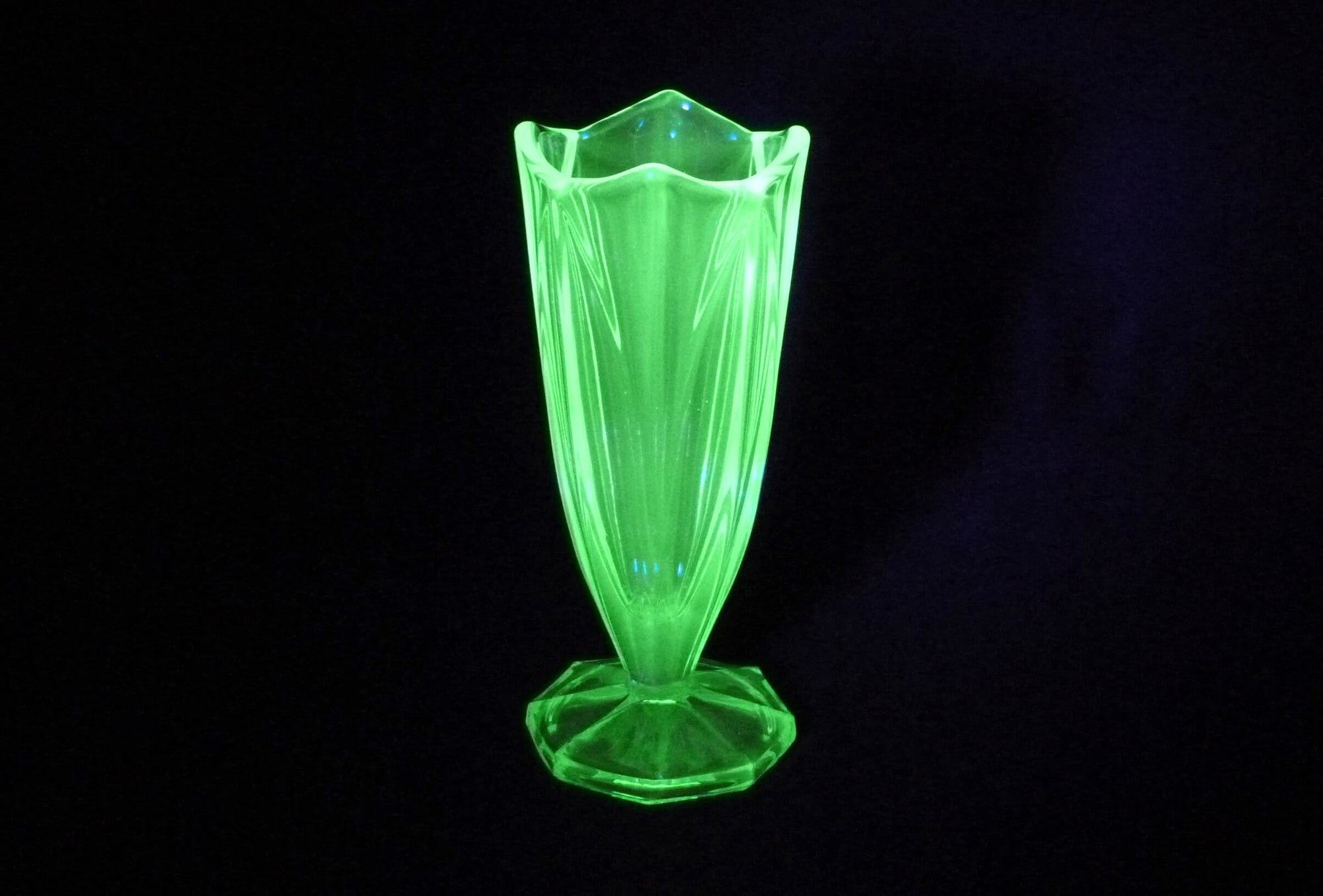 Art Deco Uranium Glass Small Vase, Elegant Shape