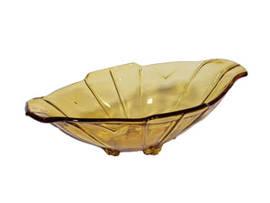 Art Deco Amber Glass Bowl, Sowerby Glass Serving Bowl, 1930's