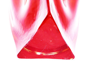 Red Iwatsu Glass Centrepiece, Hineri Range, Japanese Art Glass