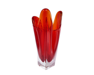 Red Iwatsu Glass Centrepiece, Hineri Range, Japanese Art Glass