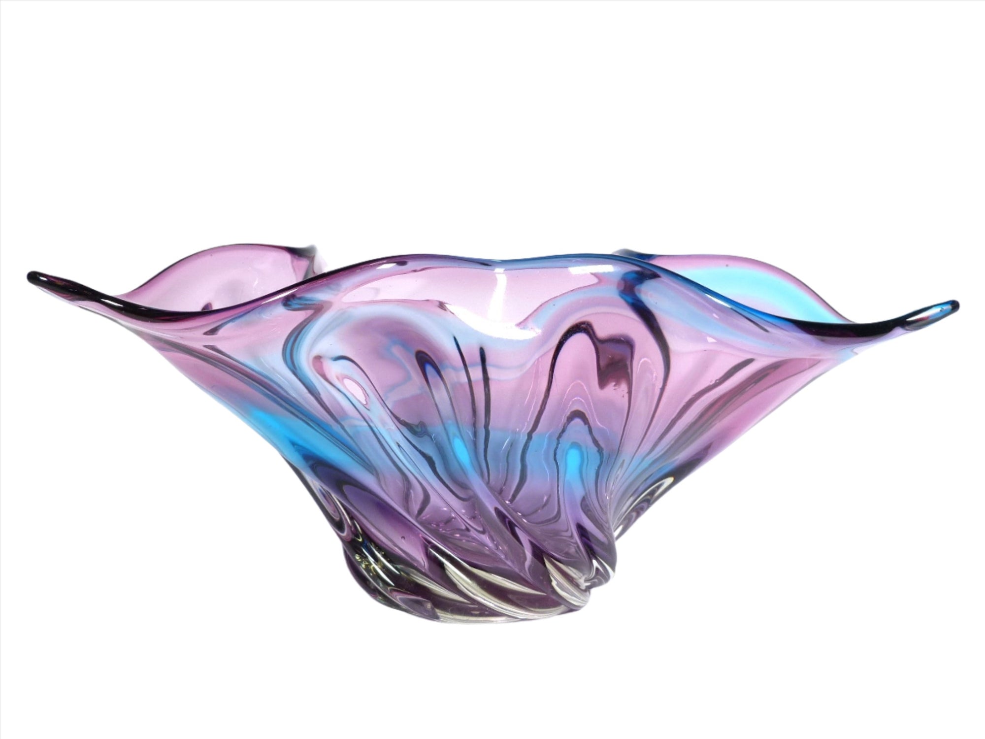 Mid-Century Iwatsu Multi-Coloured Art Glass Centrepiece, Hineri Range