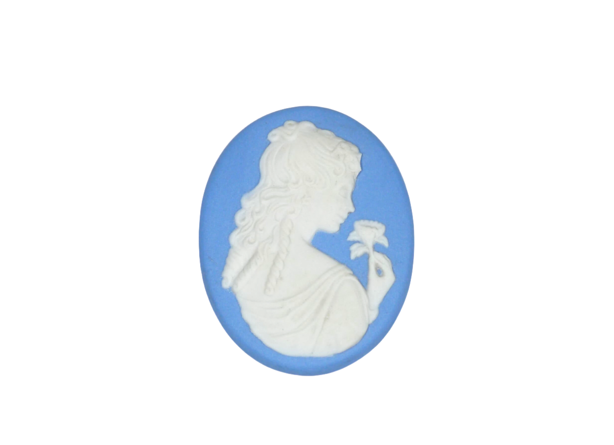 Wedgwood Jasperware Cameo, Features a Gorgeous Lady Holding a Flower