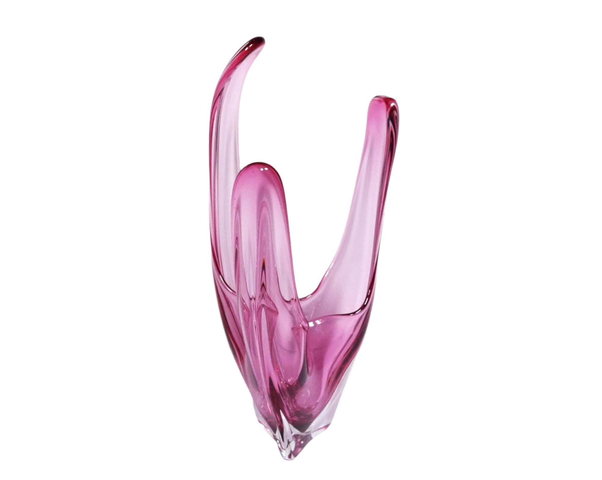 Iwatsu Pink Glass Centrepiece, Hineri Range, Japanese Art Glass