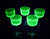 Victorian Glasses with Uranium Glass Bowls, Set of 5, Glow Beautifully