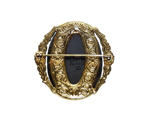 Black Jasperware Brooch, Vintage Wedgwood