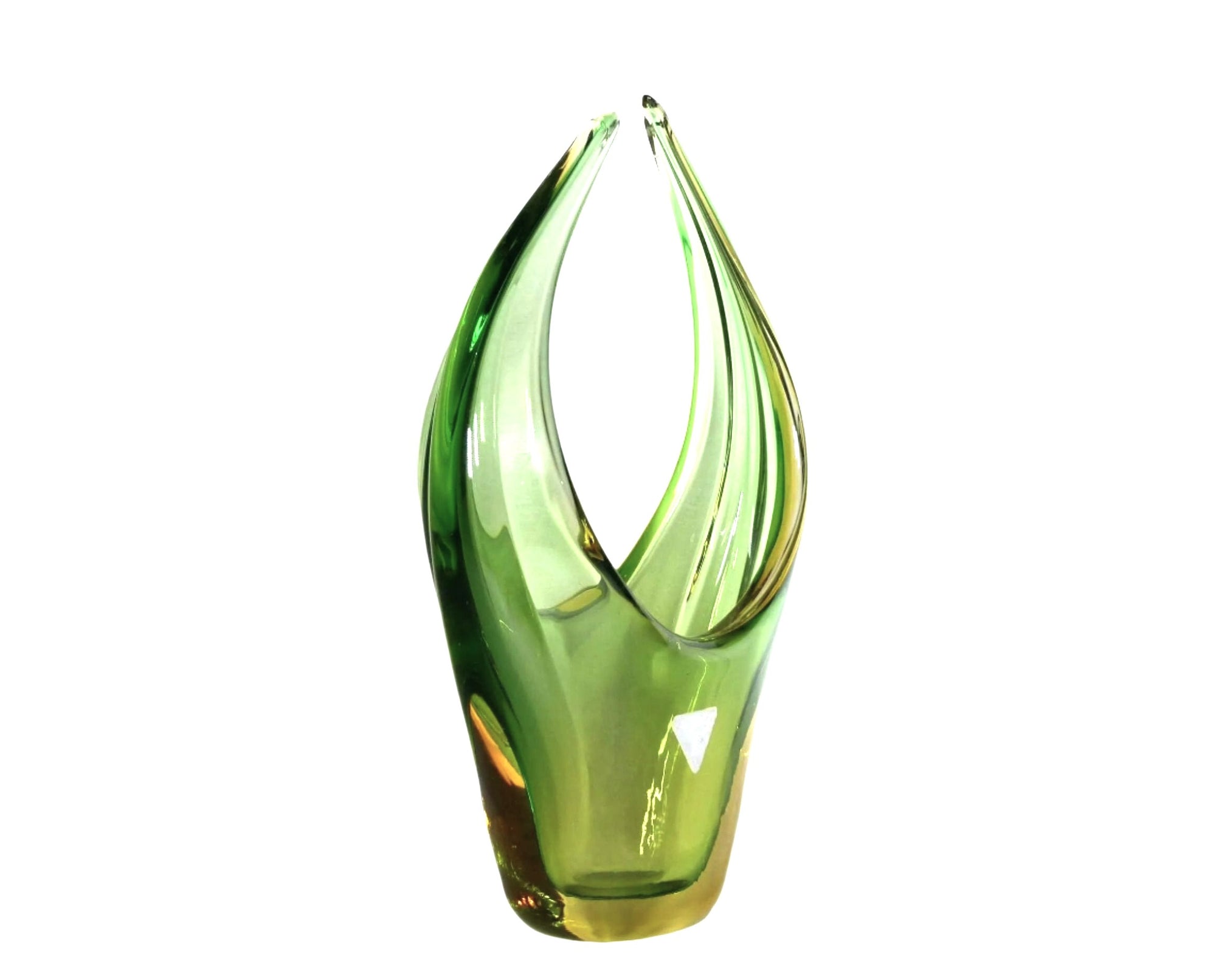 Murano Glass Basket Vase, Mid-Century, Gorgeous Colour Centrepiece