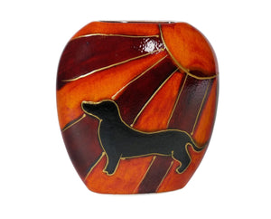 Deco Dog Vase, Dachshund, Anita Harris Art Pottery, Very Cute Small Purse Vase