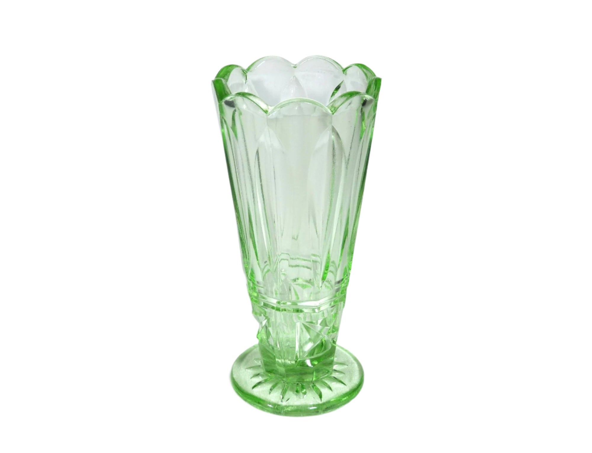 Art Deco Green Glass Vase, Attractive Flower Vase