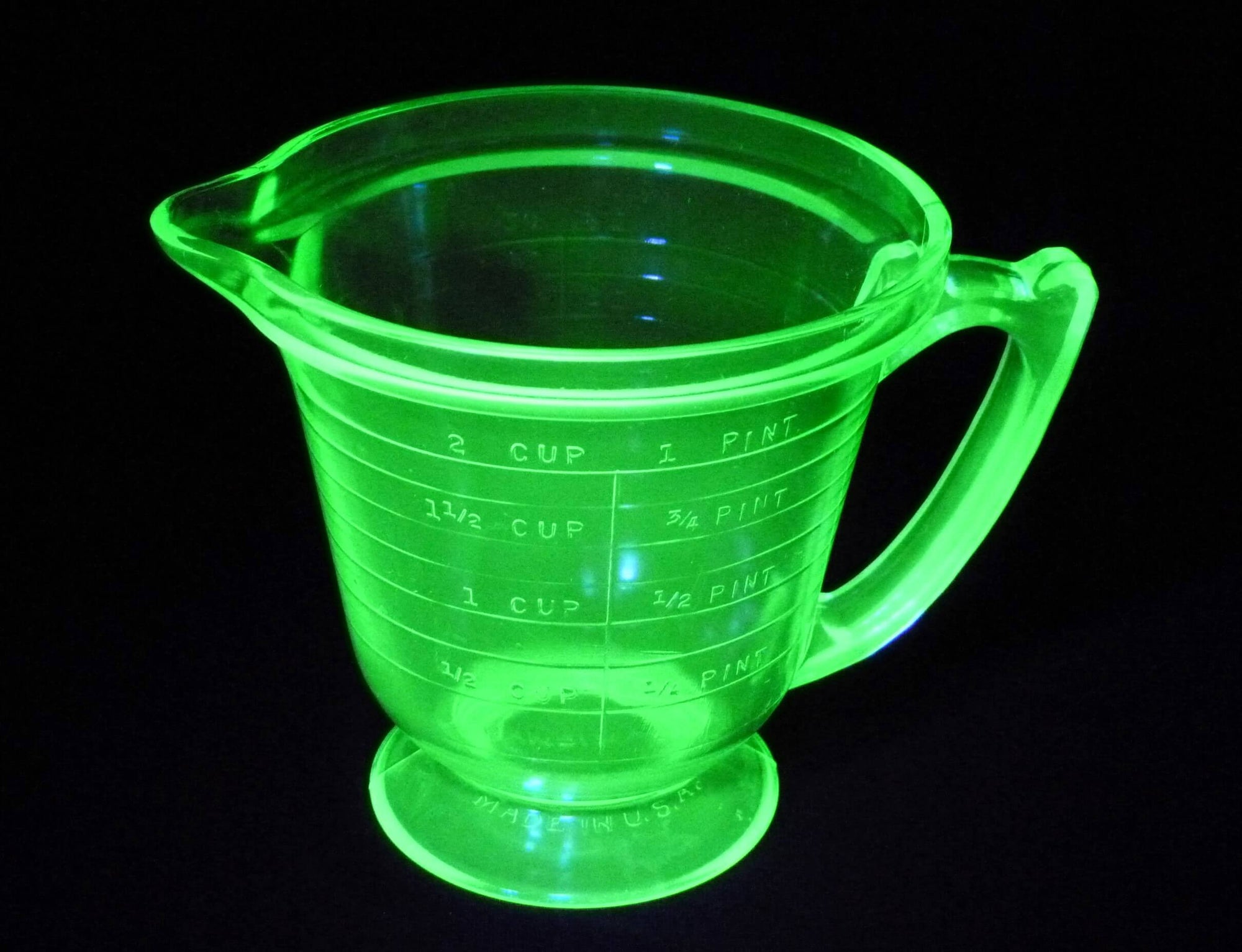 Uranium Glass Measuring Jug, T & S Handimaid Pitcher, 1950's, Glows Beautifully