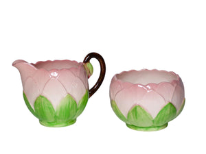 Carlton Ware Pink "Water Lily" Creamer and Sugar, Australian Design