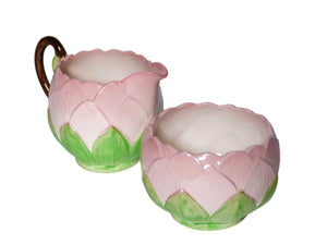 Carlton Ware Pink "Water Lily" Creamer and Sugar, Australian Design