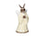 The bunny has white wings and is wearing a creamy coloured long gown plus a garland of white flowers with yellow centres.