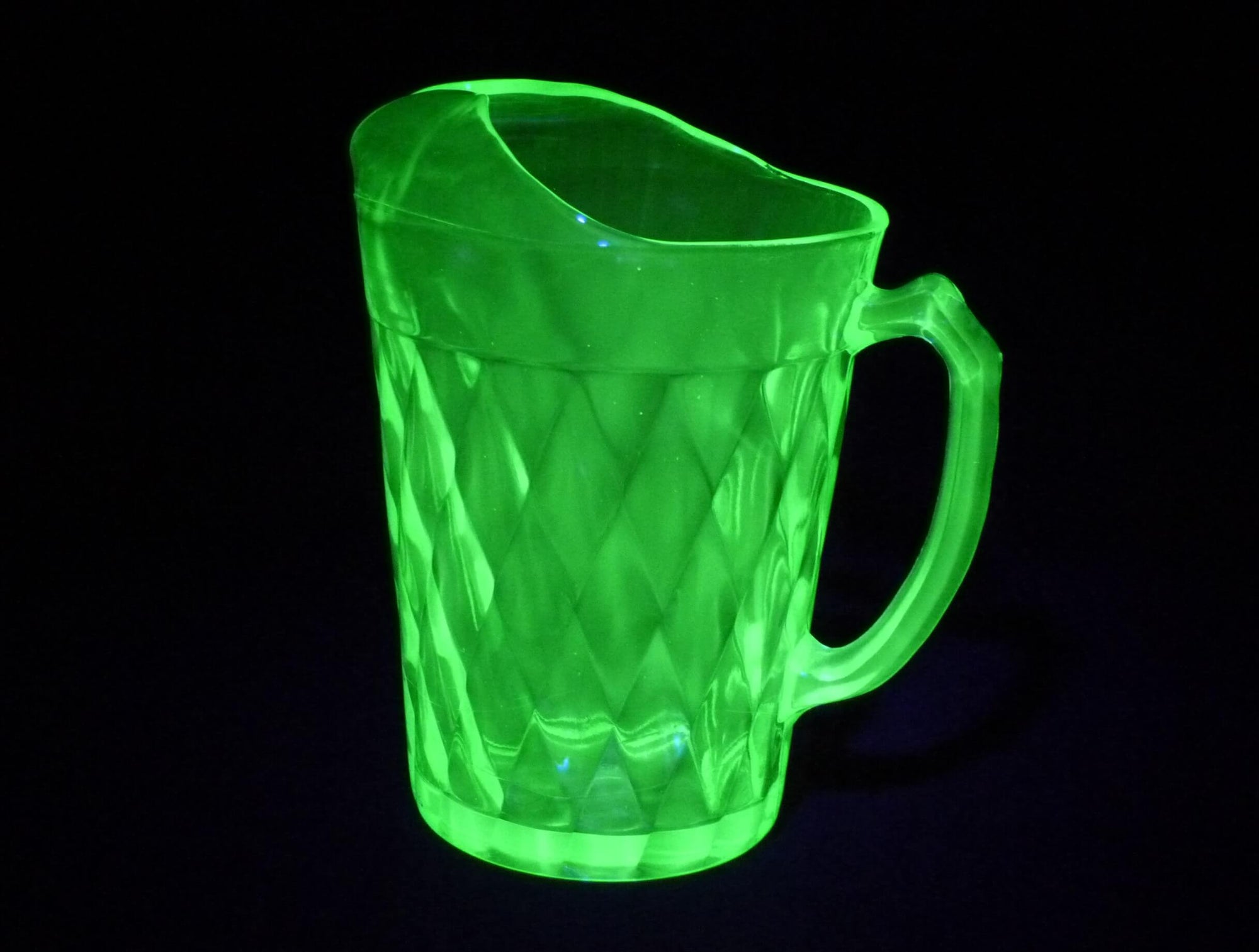 Art Deco Uranium Glass Jug, 1930's, Glows Beautifully