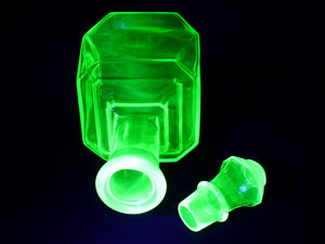 Vintage Uranium Glass Decanter, Glows Beautifully