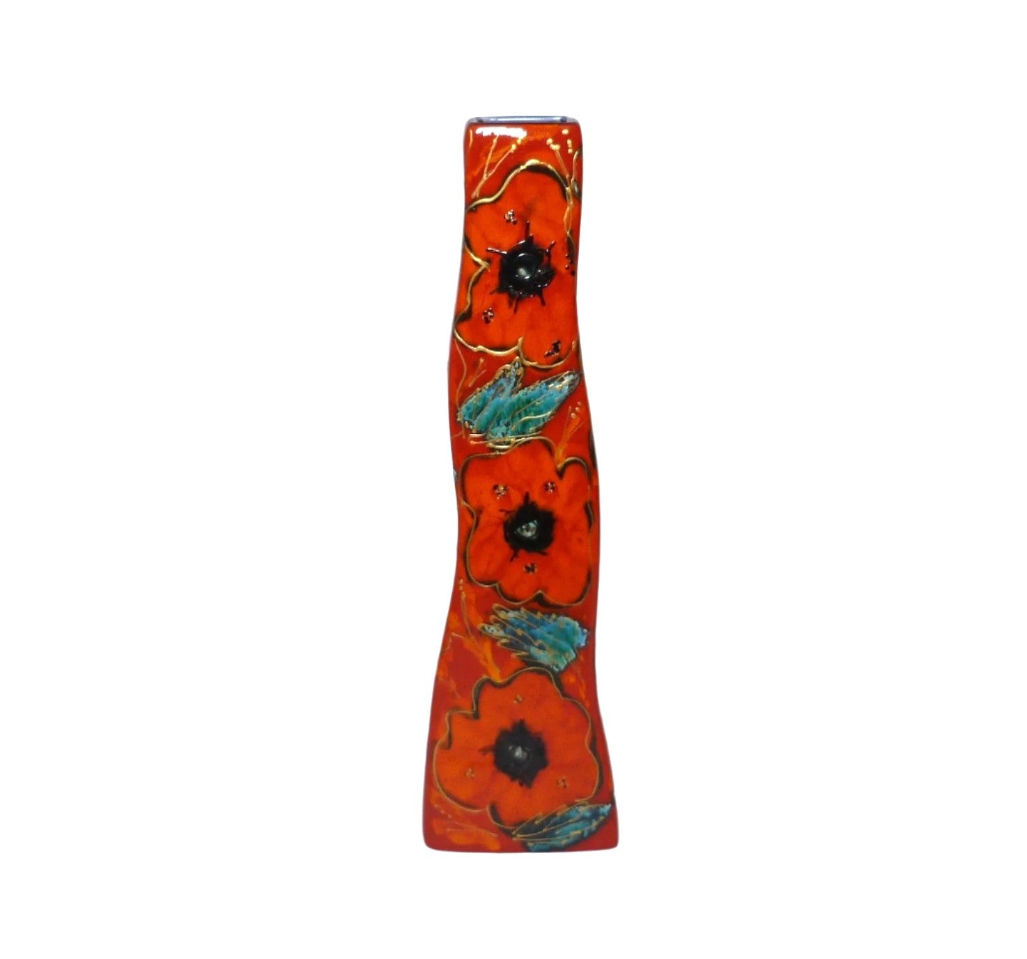 Anita Harris Art Pottery, Poppies Wavy Vase, Tall and Stately