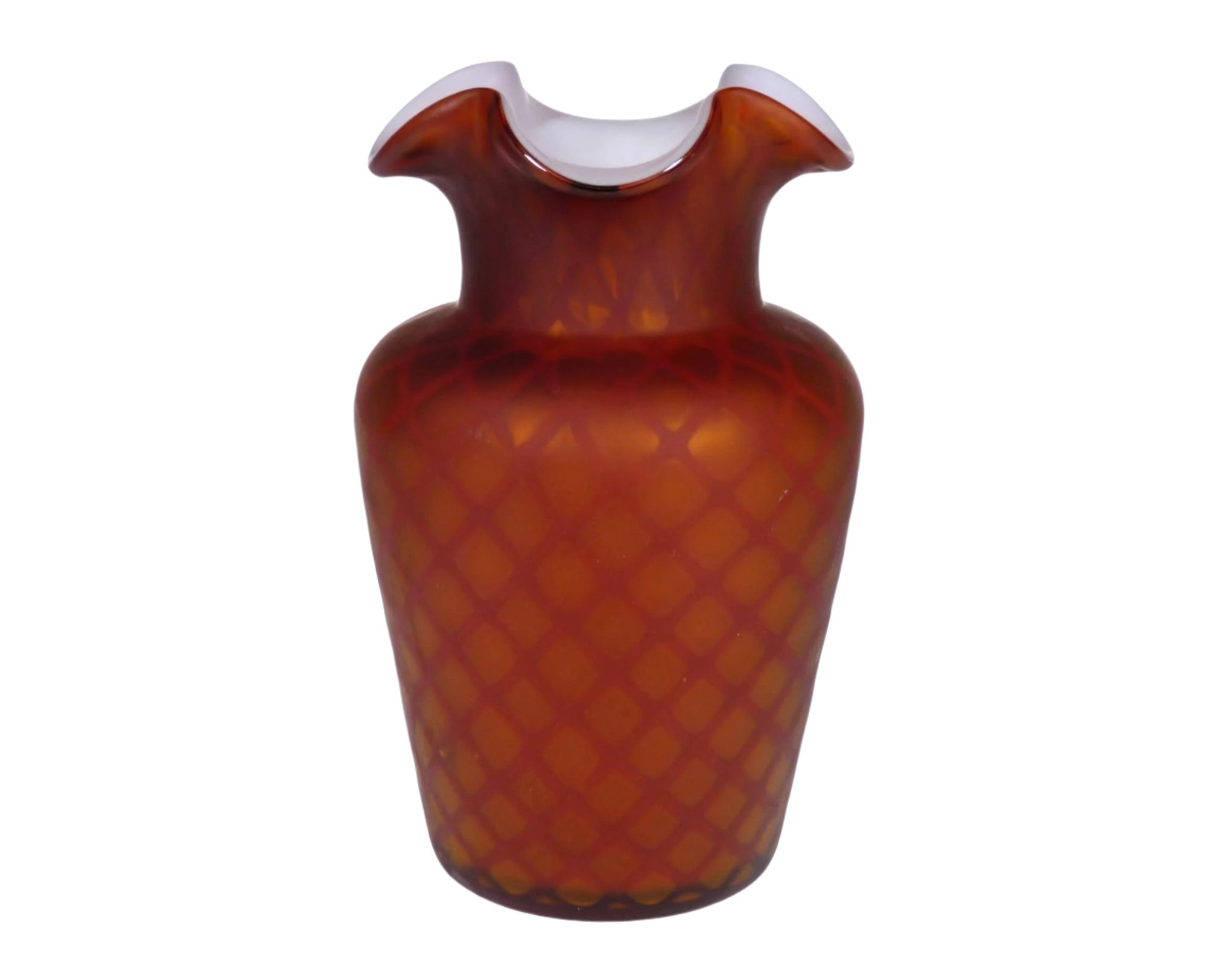 Victorian Satin Glass Vase, Diamond Quilted Design, Stunning