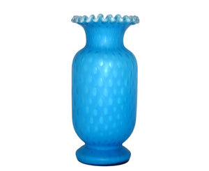 Victorian Blue Satin Glass Vase, Gorgeous Colour