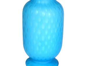 Victorian Blue Satin Glass Vase, Gorgeous Colour