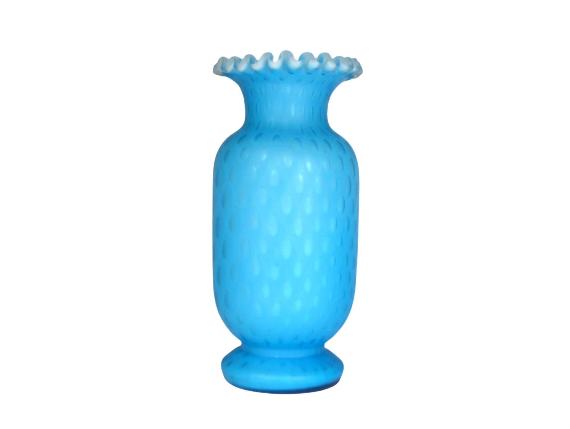 Victorian Blue Satin Glass Vase, Gorgeous Colour