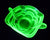 Stunning Uranium Glass Bowl, Decorative Handles, Glows Brightly