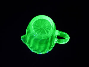 Vintage Uranium Glass Creamer, Small Jug, Glows Beautifully