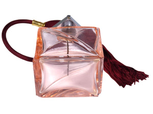 Art Deco Pink Glass Perfume Bottle with Decorative Atomizer, 1930's