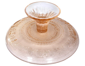 Pink Glass Pedestal Cake Plate, Pressed Glass Cake Stand