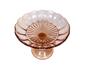 Pink Glass Comport, Pressed Glass Pedestal Fruit/Candy Bowl