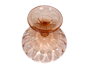 Pink Glass Comport, Pressed Glass Pedestal Fruit/Candy Bowl