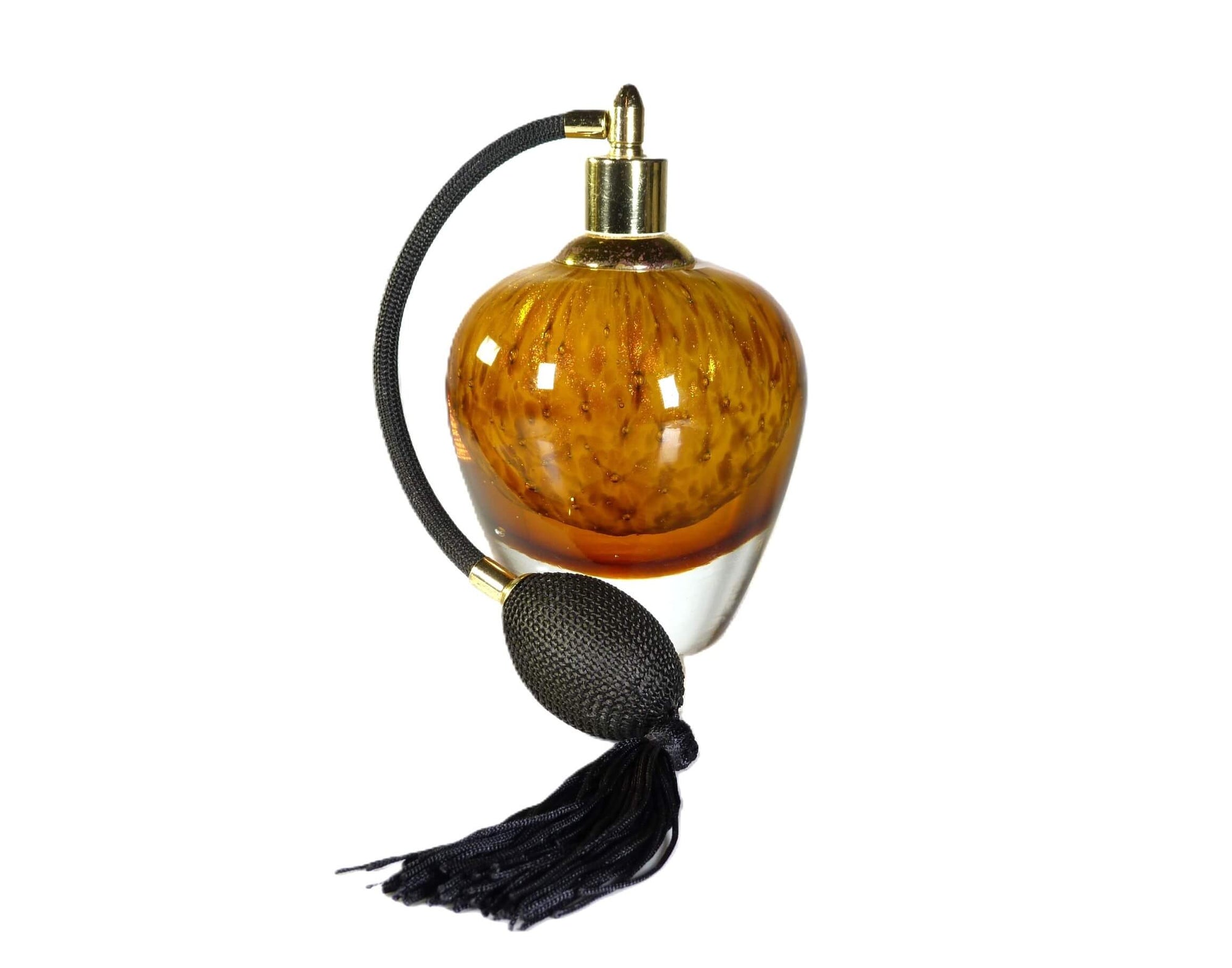 Amber Glass Perfume Bottle with Decorative Atomizer