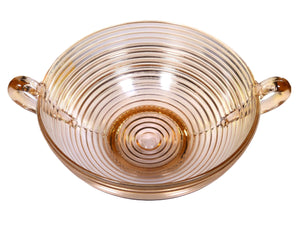 Striking Pink Glass Manhattan, "Horizontal Ribbed" Bowl