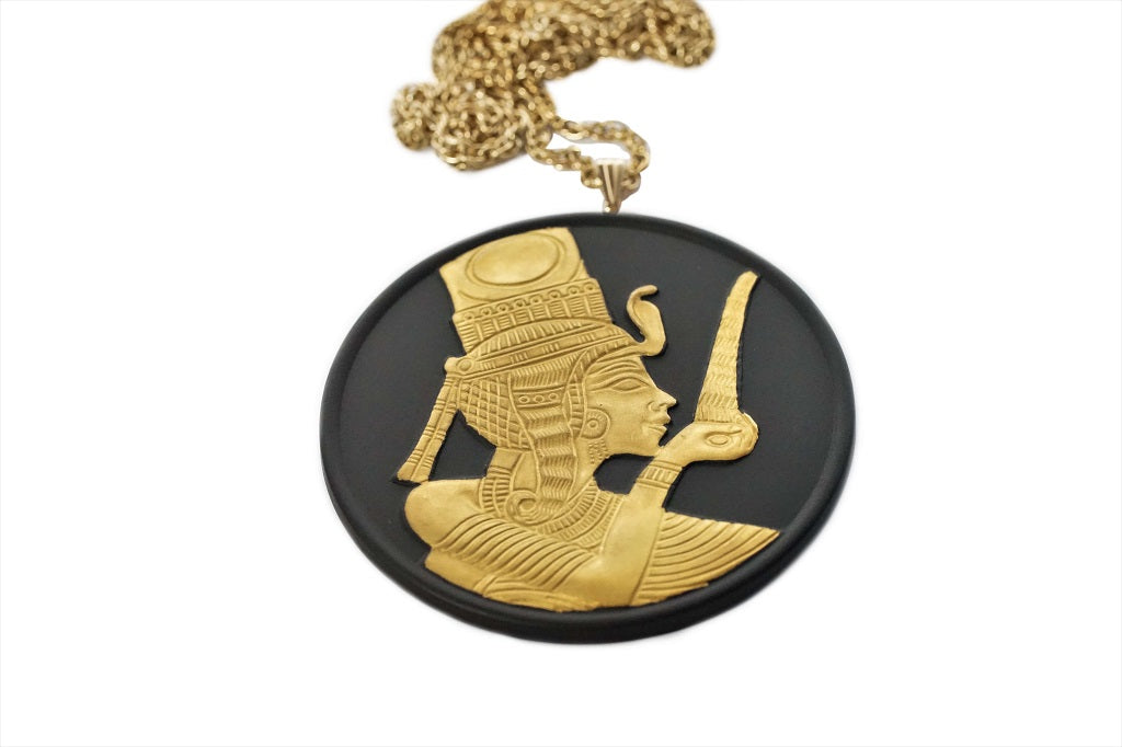 Wedgwood Black Basalt and Gold Tut Pendant, Egyptian Collection