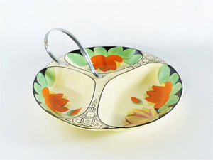 Art Deco Serving Dish, Divided Plate, Vintage Finger Food Plate