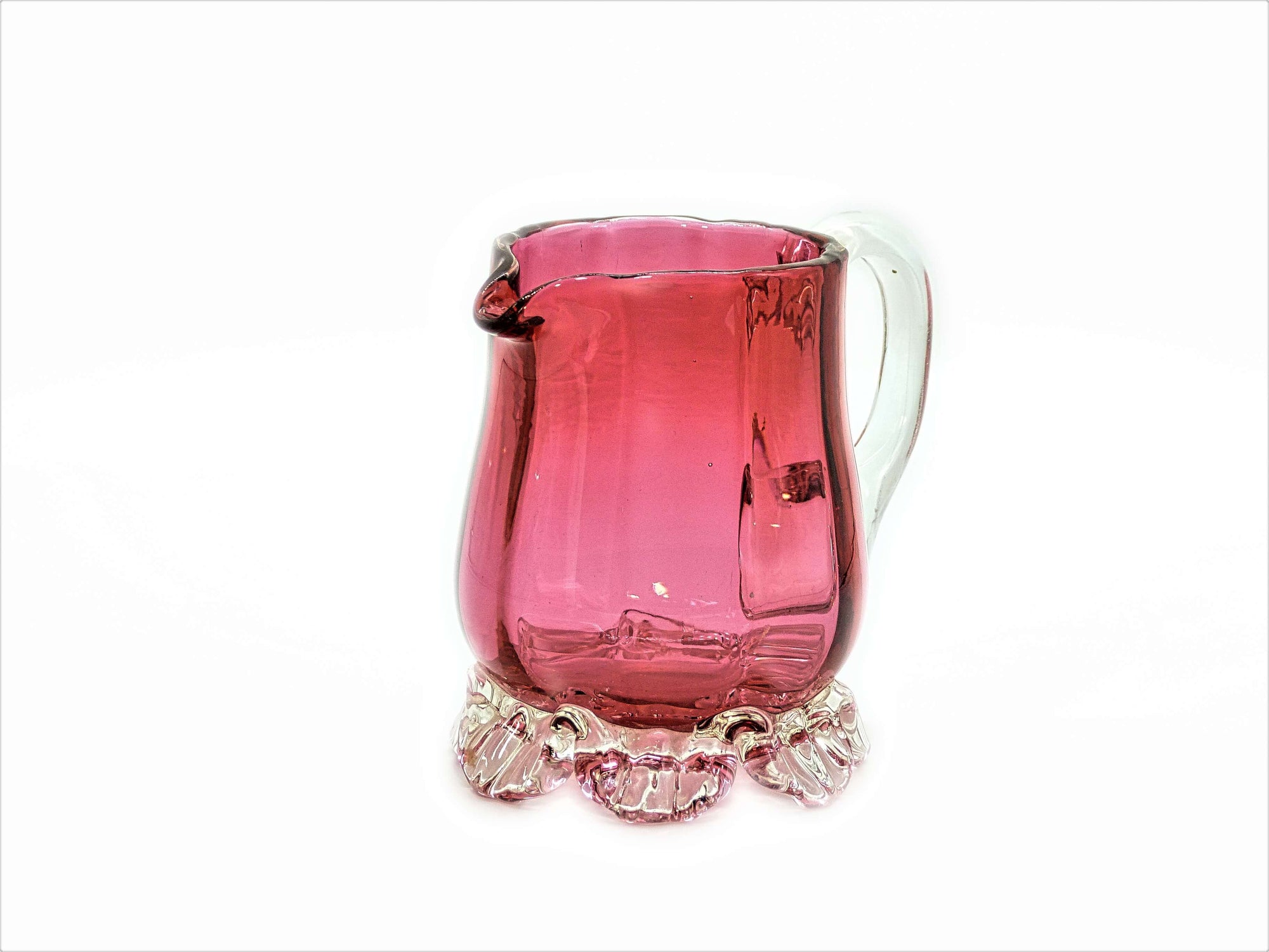 Victorian Cranberry Glass Jug, Pretty Small Creamer